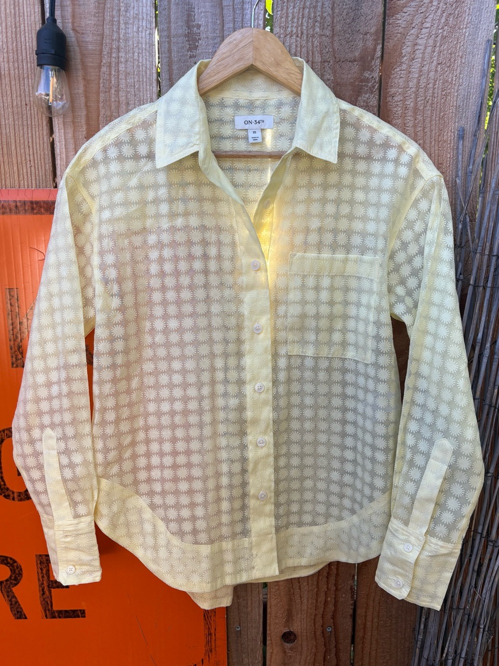 ON 34th Yellow Sheer Button-Down Shirt